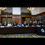Members of the Delegation of Ecuador at the start of the hearings