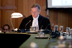 The Registrar of the International Court of Justice, H.E. Mr Philippe Couvreur, during the reading of the Judgment of the Court, on 4 May 2011, on whether to grant the application for permission to intervene filed by Costa Rica in the case concerning the Territorial and Maritime Dispute (Nicaragua v. Colombia).