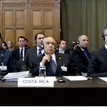 Members of the Delegation of Costa Rica at the opening of the hearings in the case concerning Certain Activities carried out by Nicaragua in the Border Area (Costa Rica v. Nicaragua) and in the case concerning the Construction of a Road in Costa Rica along the San Juan River (Nicaragua v. Costa Rica).