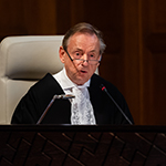 The Registrar of the Court, H.E. Mr. Philippe Couvreur, on the opening day of the hearings