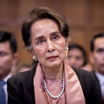 The Agent of Myanmar, H.E. Ms Aung San Suu Kyi on the first day of the hearings