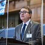The Registrar of the Court, H.E. Mr. Philippe Gautier, at the opening of the hearing