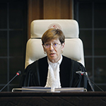HE Judge Joan E. Donoghue, President of the Court on the opening day of the hearings.