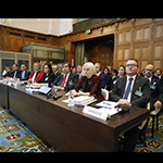 Members of the delegation of Ukraine, on the opening day of the hearings.