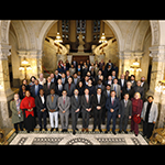 Group photo of the diplomatic representatives with HE Mr Philippe Gautier, Registrar of the International Court of Justice, and HE Mr Marcin Czepelak, Secretary-General of the Permanent Court of Arbitration