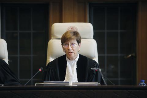HE Judge Joan E. Donoghue, President of the Court on the opening day of the hearings. HE Judge Joan E. Donoghue, President of the Court on the opening day of the hearings.
