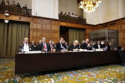 Members of the Delegation of the Russian Federation on the opening day of the hearings. Members of the Delegation of the Russian Federation on the opening day of the hearings.