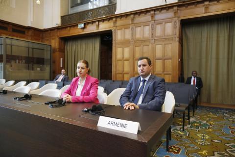 Members of the Delegation of Armenia at the start of the public sitting Members of the Delegation of Armenia at the start of the public sitting