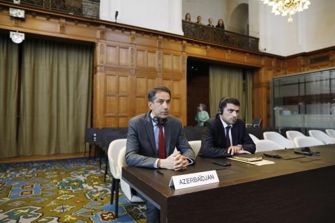 Members of the Delegation of Azerbaijan at the start of the public sitting Members of the Delegation of Azerbaijan at the start of the public sitting