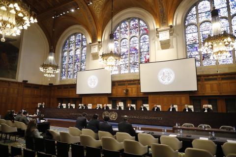 View of the ICJ courtroom in the case concerning Application of the International Convention on the Elimination of All Forms of Racial Discrimination (Azerbaijan v. Armenia) View of the ICJ courtroom in the case concerning Application of the International Convention on the Elimination of All Forms of Racial Discrimination (Azerbaijan v. Armenia)
