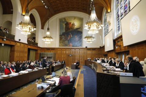 View of the ICJ courtroom on the opening day of the hearings. View of the ICJ courtroom on the opening day of the hearings.