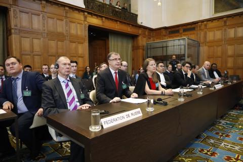 Members of the delegation of the Russian Federation, on the opening day of the hearings. Members of the delegation of the Russian Federation, on the opening day of the hearings.