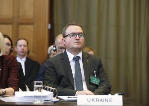 The Agent of Ukraine, HE Mr Anton Korynevych, at the opening of Russian Federation’s first round of oral argument. The Agent of Ukraine, HE Mr Anton Korynevych, at the opening of Russian Federation’s first round of oral argument.