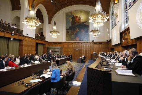 View of the ICJ courtroom on the second day of the hearings. View of the ICJ courtroom on the second day of the hearings.