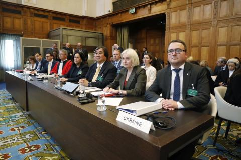 Members of the delegation of Ukraine, on the second day of the hearings. Members of the delegation of Ukraine, on the second day of the hearings.