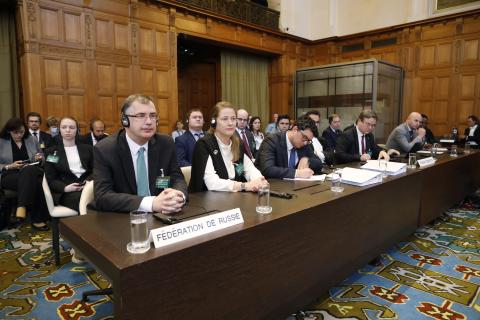 Members of the delegation of the Russian Federation, on the second day of the hearings. Members of the delegation of the Russian Federation, on the second day of the hearings.