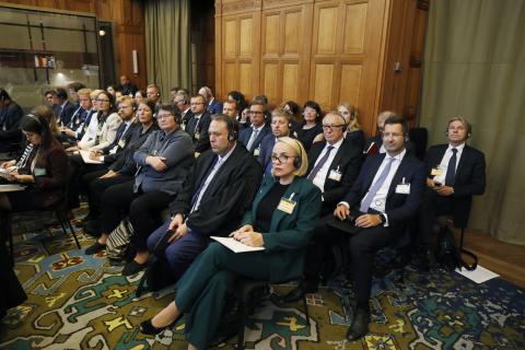 View of the ICJ courtroom on the day of the oral observations of the intervening States View of the ICJ courtroom on the day of the oral observations of the intervening States