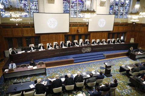 View of the ICJ courtroom at the start of the hearings View of the ICJ courtroom at the start of the hearings