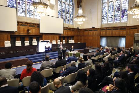 The diplomatic representatives attend an information session on the activities of the International Court of Justice The diplomatic representatives attend an information session on the activities of the International Court of Justice