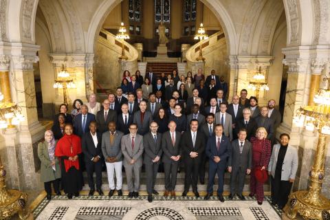 Group photo of the diplomatic representatives with HE Mr Philippe Gautier, Registrar of the International Court of Justice, and HE Mr Marcin Czepelak, Secretary-General of the Permanent Court of Arbitration Group photo of the diplomatic representatives with HE Mr Philippe Gautier, Registrar of the International Court of Justice, and HE Mr Marcin Czepelak, Secretary-General of the Permanent Court of Arbitration