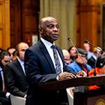 The Agent of Guyana, Hon. Carl B. Greenidge, at the opening of the hearings The Agent of Guyana, Hon. Carl B. Greenidge, at the opening of the hearings