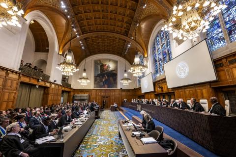 View of the ICJ courtroom on the second day of hearings View of the ICJ courtroom on the second day of hearings