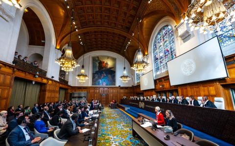 View of the ICJ courtroom on the second day of hearings View of the ICJ courtroom on the second day of hearings