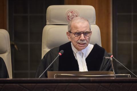 The President of the Court, HE Judge Nawaf Salam, at the start of the hearings The President of the Court, HE Judge Nawaf Salam, at the start of the hearings