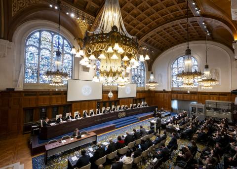 View of the ICJ courtroom on the second day of hearings View of the ICJ courtroom on the second day of hearings