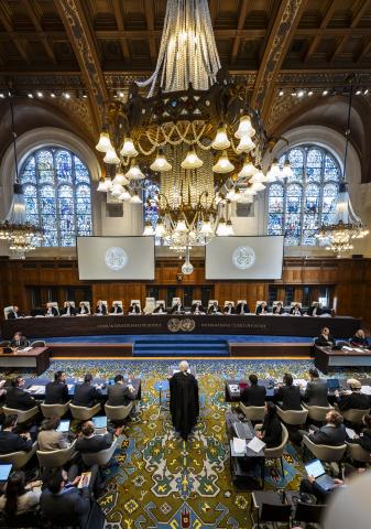View of the ICJ courtroom on the second day of hearings View of the ICJ courtroom on the second day of hearings