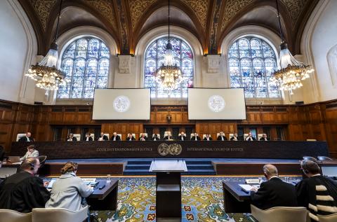 View of the ICJ courtroom View of the ICJ courtroom