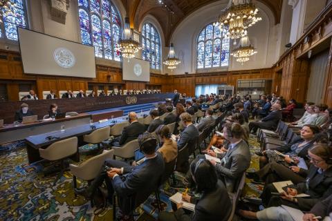 View of the ICJ courtroom on the second day of hearings View of the ICJ courtroom on the second day of hearings