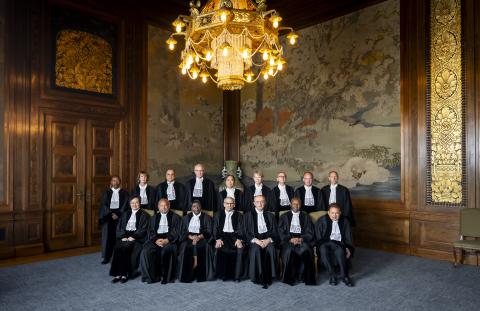 Members and Registrar of the International Court of Justice in the Japanese Room of the Peace Palace in July 2024 Members and Registrar of the International Court of Justice in the Japanese Room of the Peace Palace in July 2024