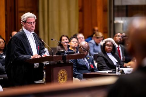 Mr Muin Boase, Great James Street Chambers, member of the Bar of England and Wales, Senior Lecturer in International Law, University of Derby (Ghana) Photograph: UN Photo/ICJ-CIJ/Frank van Beek. Courtesy of the ICJ.