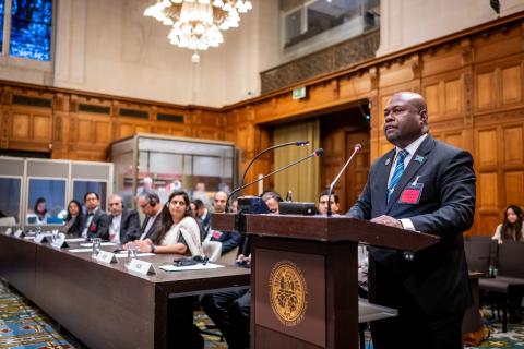 The Hon. John Muria Jnr, Attorney General (Solomon Islands) Photograph: UN Photo/ICJ-CIJ/Frank van Beek. Courtesy of the ICJ.