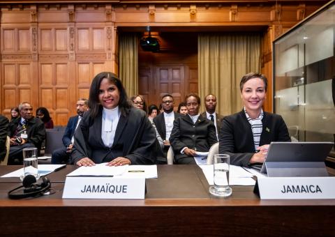 Members of the Delegation of Jamaica Photograph: UN Photo/ICJ-CIJ/Frank van Beek. Courtesy of the ICJ.