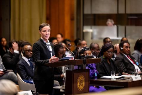HE Ms Kamina Johnson Smith, Minister for Foreign Affairs and Foreign Trade (Jamaica) Photograph: UN Photo/ICJ-CIJ/Frank van Beek. Courtesy of the ICJ.