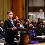 HE Ms Kamina Johnson Smith, Minister for Foreign Affairs and Foreign Trade (Jamaica) Photograph: UN Photo/ICJ-CIJ/Frank van Beek. Courtesy of the ICJ.