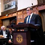 Mr Eyal Benvenisti, Emeritus Whewell Professor of International Law, University of Cambridge, member of the Institut de droit international (Kiribati) Photograph: UN Photo/ICJ-CIJ/Frank van Beek. Courtesy of the ICJ.