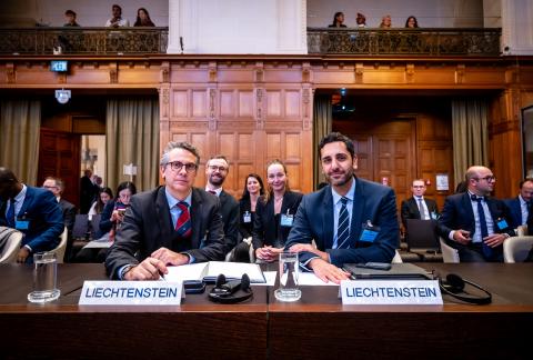 Members of the Delegation of Liechtenstein Photograph: UN Photo/ICJ-CIJ/Frank van Beek. Courtesy of the ICJ.