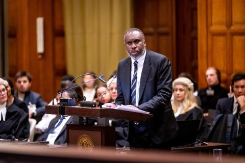 Mr Makane Moïse Mbengue, Professor of International Law, Director of the Department of International Law and International Organization, University of Geneva, associate member of the Institut de droit international (African Union) Photograph: UN Photo/ICJ-CIJ/Frank van Beek. Courtesy of the ICJ.