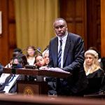 Mr Makane Moïse Mbengue, Professor of International Law, Director of the Department of International Law and International Organization, University of Geneva, associate member of the Institut de droit international (African Union) Photograph: UN Photo/ICJ-CIJ/Frank van Beek. Courtesy of the ICJ.