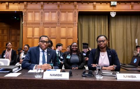 Members of the Delegation of Namibia Photograph: UN Photo/ICJ-CIJ/Frank van Beek. Courtesy of the ICJ.