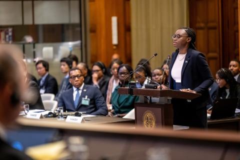 HE Ms Mekondjo Kaapanda-Girnus, Ambassador of the Republic of Namibia to the Kingdom of Belgium, the Kingdom of the Netherlands and the Grand Duchy of Luxembourg and Head of Mission to the European Union (Namibia) Photograph: UN Photo/ICJ-CIJ/Frank van Beek. Courtesy of the ICJ.