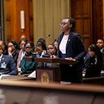 HE Ms Mekondjo Kaapanda-Girnus, Ambassador of the Republic of Namibia to the Kingdom of Belgium, the Kingdom of the Netherlands and the Grand Duchy of Luxembourg and Head of Mission to the European Union (Namibia) Photograph: UN Photo/ICJ-CIJ/Frank van Beek. Courtesy of the ICJ.