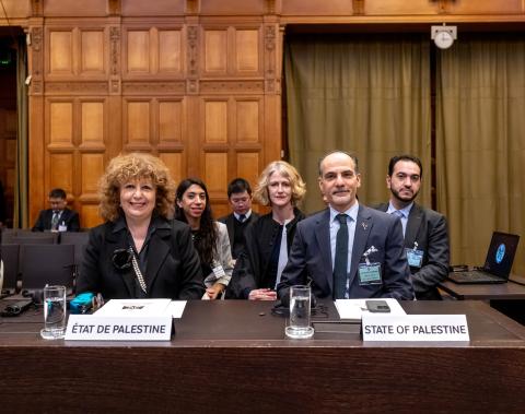 Members of the Delegation of the State of Palestine Photograph: UN Photo/ICJ-CIJ/Frank van Beek. Courtesy of the ICJ.
