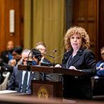 Ms Nilufer Oral, Legal Counsel (State of Palestine) Photograph: UN Photo/ICJ-CIJ/Frank van Beek. Courtesy of the ICJ.