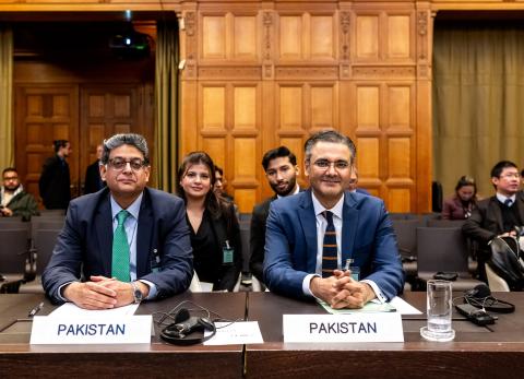 Members of the Delegation of Pakistan Photograph: UN Photo/ICJ-CIJ/Frank van Beek. Courtesy of the ICJ.