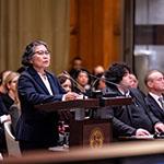 Ms Ernestine Rengiil, Attorney General (Palau) Photograph: UN Photo/ICJ-CIJ/Frank van Beek. Courtesy of the ICJ.
