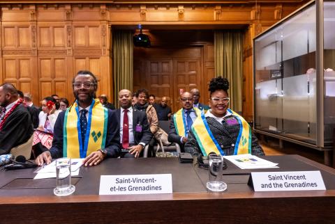 Members of the Delegation of Saint Vincent and the Grenadines Photograph: UN Photo/ICJ-CIJ/Frank van Beek. Courtesy of the ICJ.